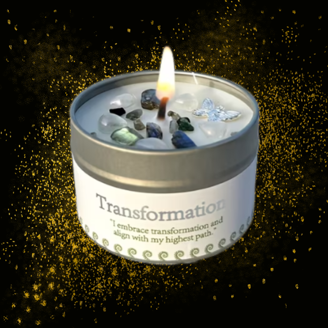 Lumanare Transformation cu Labradorite, Moonstone si Fluture Charm